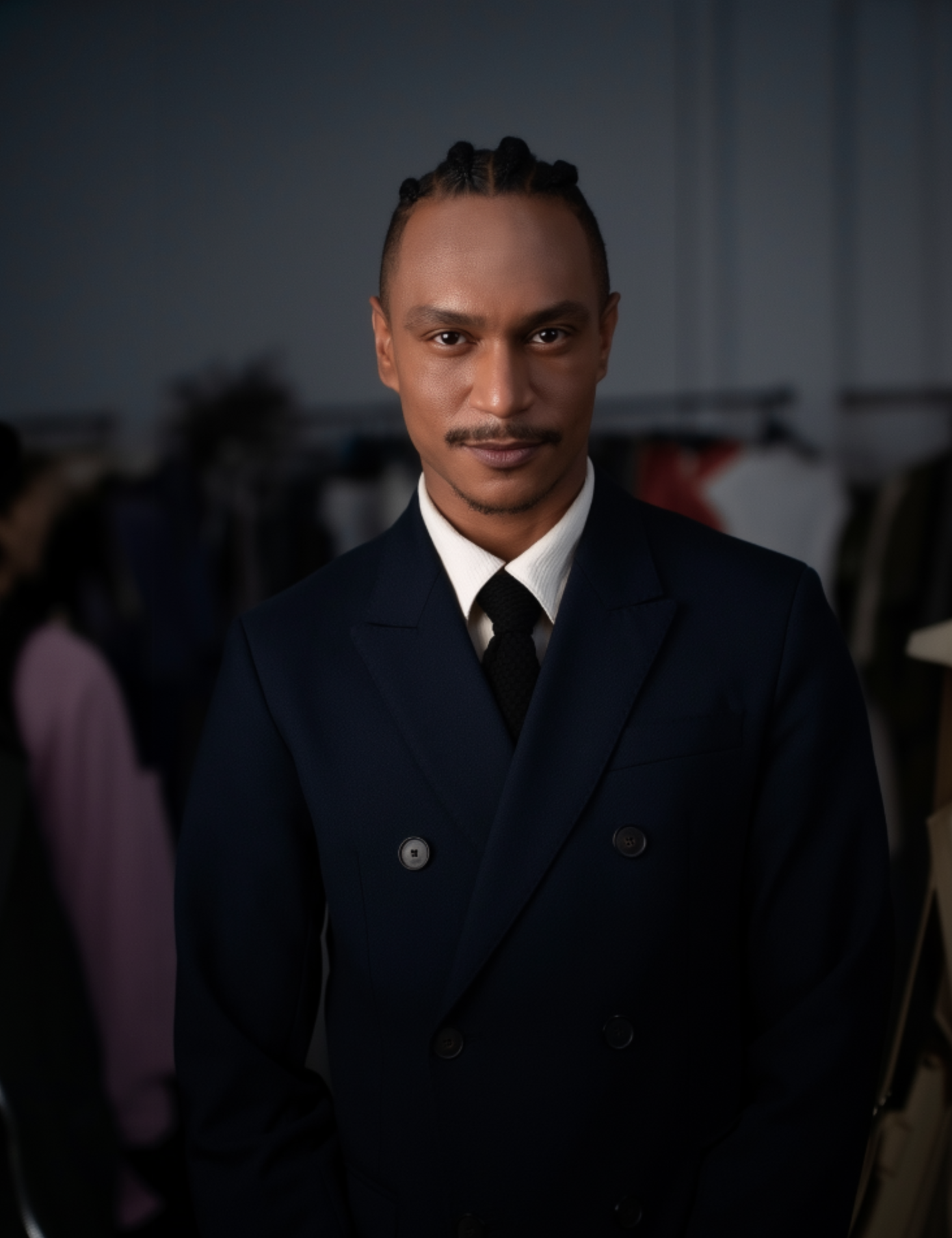 Portrait of a Paris-based fashion professor teaching Clo3D, expert in digital and physical garment design, instructor at ESMOD and Istituto Marangoni.